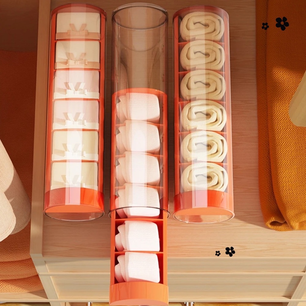 Cylindrical Storage Portable Transparent Socks Lingerie Organizer Small Spaces